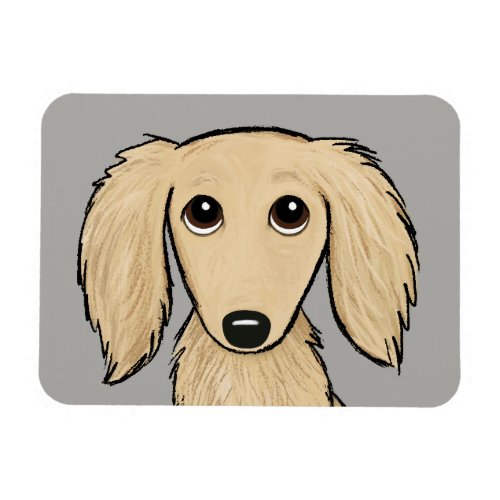 Longhaired Cream Dachshund  Cartoon Wiener Dog Magnet