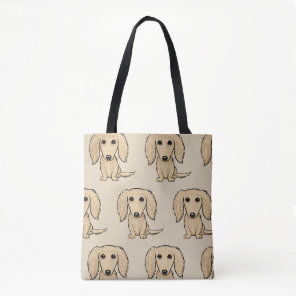 Longhaired Cream Dachshund | Cartoon Wiener Dog Tote Bag