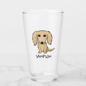 Longhaired Cream Dachshund | Cute Dog Personalized Glass