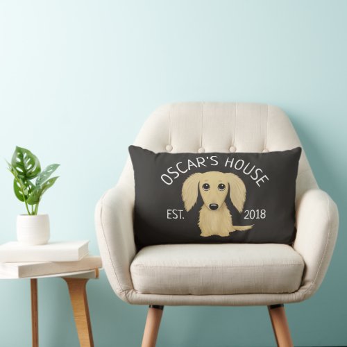 Longhaired Cream Dachshund Dog Personalized Lumbar Pillow