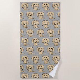 Longhaired Cream Dachshund Pattern Cute Dogs Beach Towel