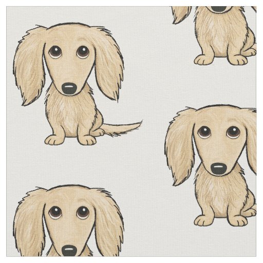Longhaired Cream Dachshund | Wiener Dog Pattern Fabric