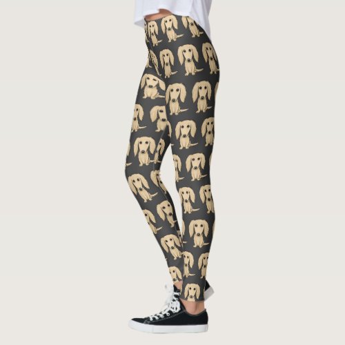 Longhaired Cream Dachshunds Pattern  Wiener Dogs Leggings