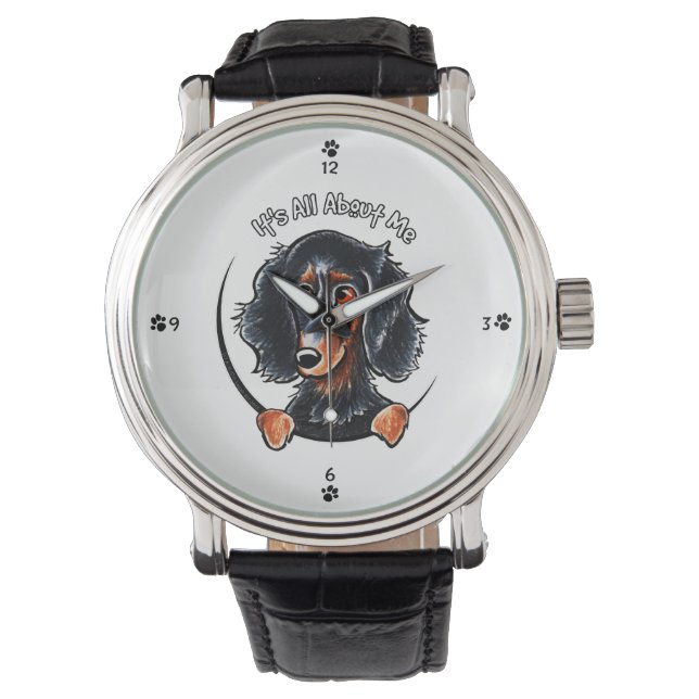 Longhaired Dachshund Black Tan IAAM Watch (Front)