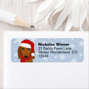 Longhaired Dachshund Christmas Dog Return Address Label