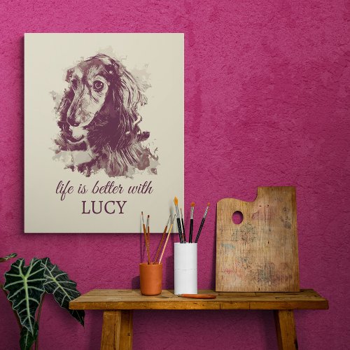 Longhaired Dachshund Custom Dog Name Poster
