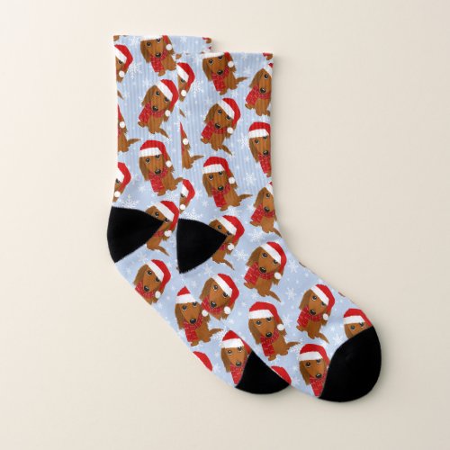Longhaired Dachshund Cute Dog Christmas Holiday Socks