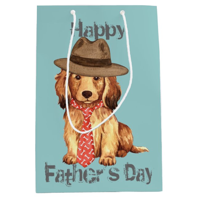 Longhaired Dachshund Dad Medium Gift Bag (Front)