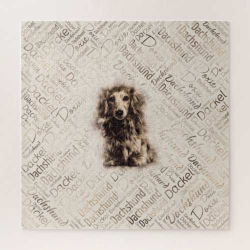 Longhaired Dachshund dog Jigsaw Puzzle