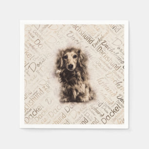Longhaired Dachshund dog Napkins