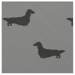 Longhaired Dachshund Dog Silhouettes Patterned Fabric