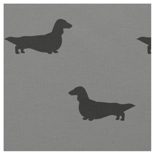 Longhaired Dachshund Dog Silhouettes Patterned Fabric