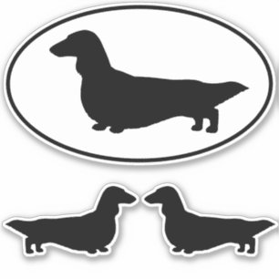 Longhaired Dachshund Dog Silhouettes Sticker Set