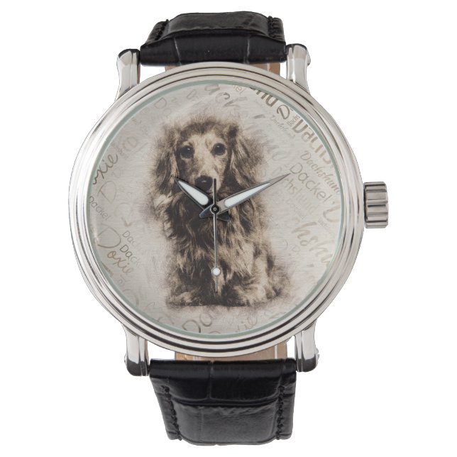Longhaired Dachshund dog Watch (Front)