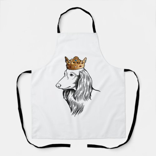 Longhaired Dachshund Dog Wearing Crown Apron