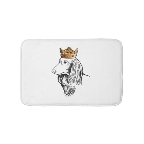 Longhaired Dachshund Dog Wearing Crown Bath Mat