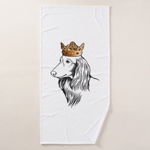 Longhaired Dachshund Dog Wearing Crown Bath Towel