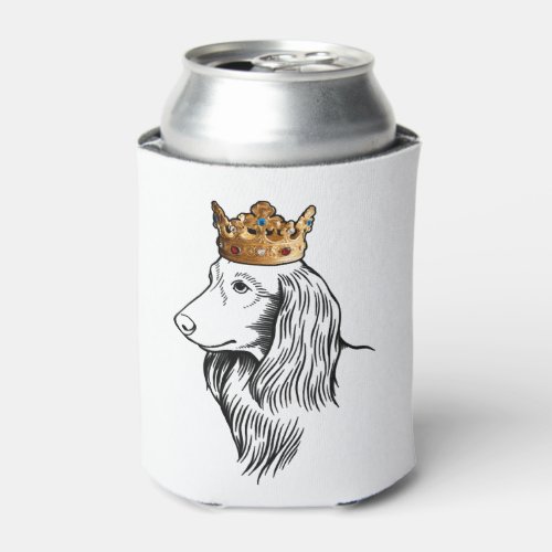 Longhaired Dachshund Dog Wearing Crown Can Cooler