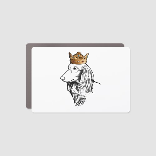 Longhaired Dachshund Dog Wearing Crown Car Magnet