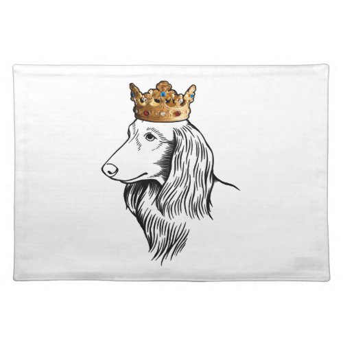 Longhaired Dachshund Dog Wearing Crown Cloth Placemat