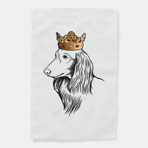 Longhaired Dachshund Dog Wearing Crown Garden Flag