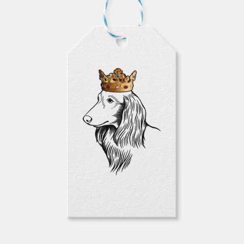 Longhaired Dachshund Dog Wearing Crown Gift Tags
