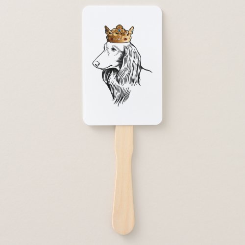 Longhaired Dachshund Dog Wearing Crown Hand Fan