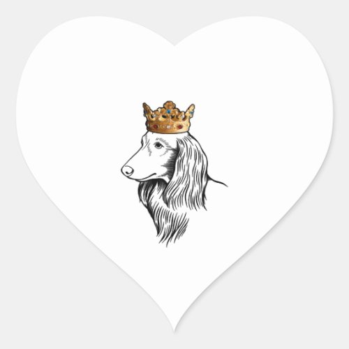 Longhaired Dachshund Dog Wearing Crown Heart Sticker