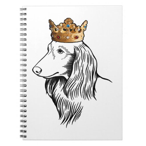 Longhaired Dachshund Dog Wearing Crown Notebook