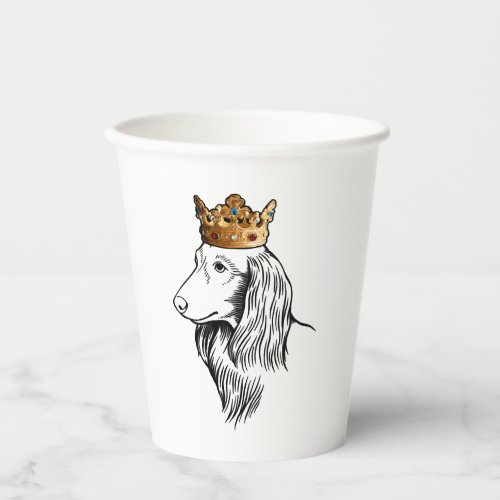 Longhaired Dachshund Dog Wearing Crown Paper Cups