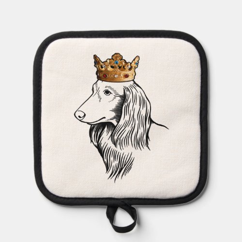 Longhaired Dachshund Dog Wearing Crown Pot Holder