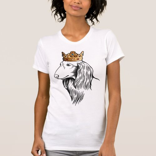 Longhaired Dachshund Dog Wearing Crown T_Shirt