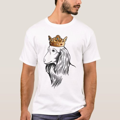 Longhaired Dachshund Dog Wearing Crown T_Shirt