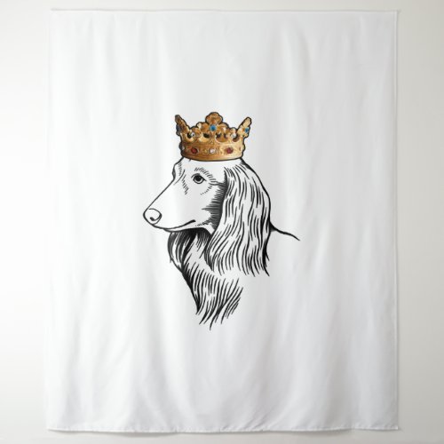 Longhaired Dachshund Dog Wearing Crown Tapestry