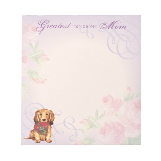 Longhaired Dachshund Heart Mom Notepad (Front)