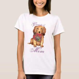Longhaired Dachshund Heart Mom T-Shirt