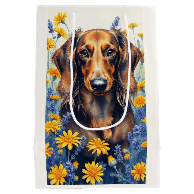 Longhaired Dachshund  Medium Gift Bag (Back)