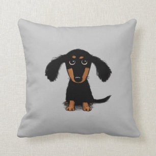 Longhaired Dachshund Puppy   Adorable Wiener Dog Throw Pillow