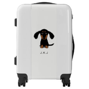 Longhaired Dachshund Puppy with Custom Text Luggage