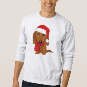 Longhaired Dachshund Santa Christmas Dog Sweatshirt