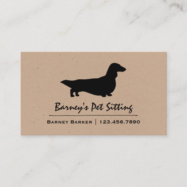 Longhaired Dachshund Silhouette | Cool Wiener Dog Business Card (Front)