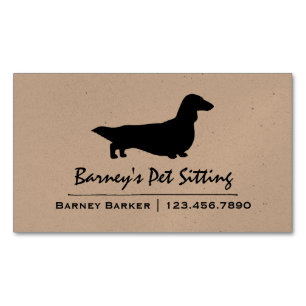 Longhaired Dachshund Silhouette Pet Wiener Dog Magnetic Business Card