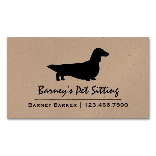 Longhaired Dachshund Silhouette  Pet Wiener Dog Magnetic Business Card