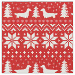 Longhaired Dachshund Silhouettes Christmas Pattern Fabric