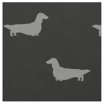 Longhaired Dachshund Silhouettes Grey and Black Fabric