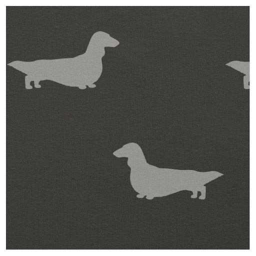 Longhaired Dachshund Silhouettes Grey and Black Fabric