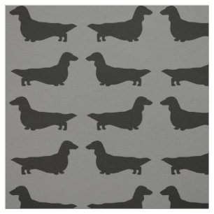 Longhaired Dachshund Silhouettes Wiener Dogs Fabric