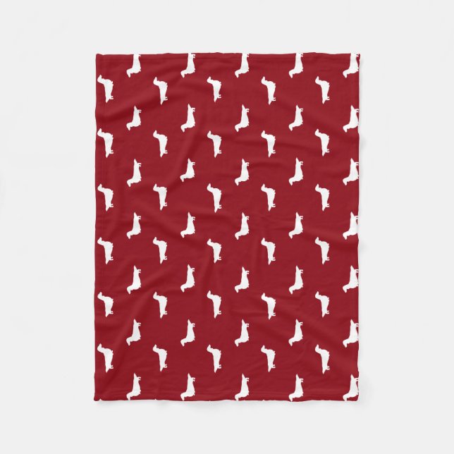 Longhaired Dachshund Silhouettes | Wiener Dogs Fleece Blanket (Front)