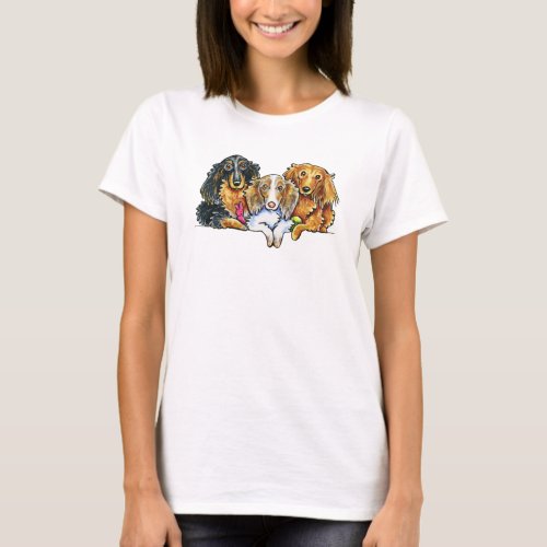 Longhaired Dachshund Trio T_Shirt