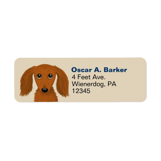 Longhaired Dachshund | Wiener Dog Return Address Label (Front)